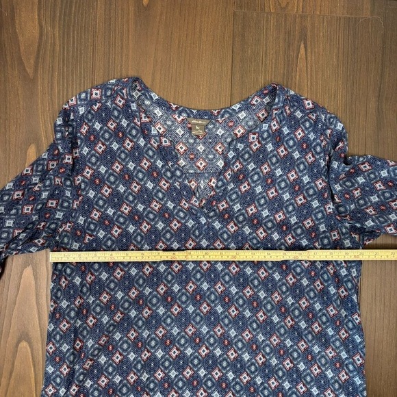Eddie Bauer Tunic Top Women's‎ Size XL Blue Geometric Boho Rayon Print - Picture 14 of 16